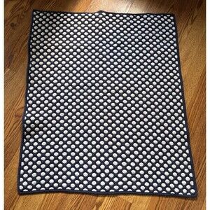Pottery Barn Kids Navy Blue White Polka Dot Cozy Crib Toddler Blanket